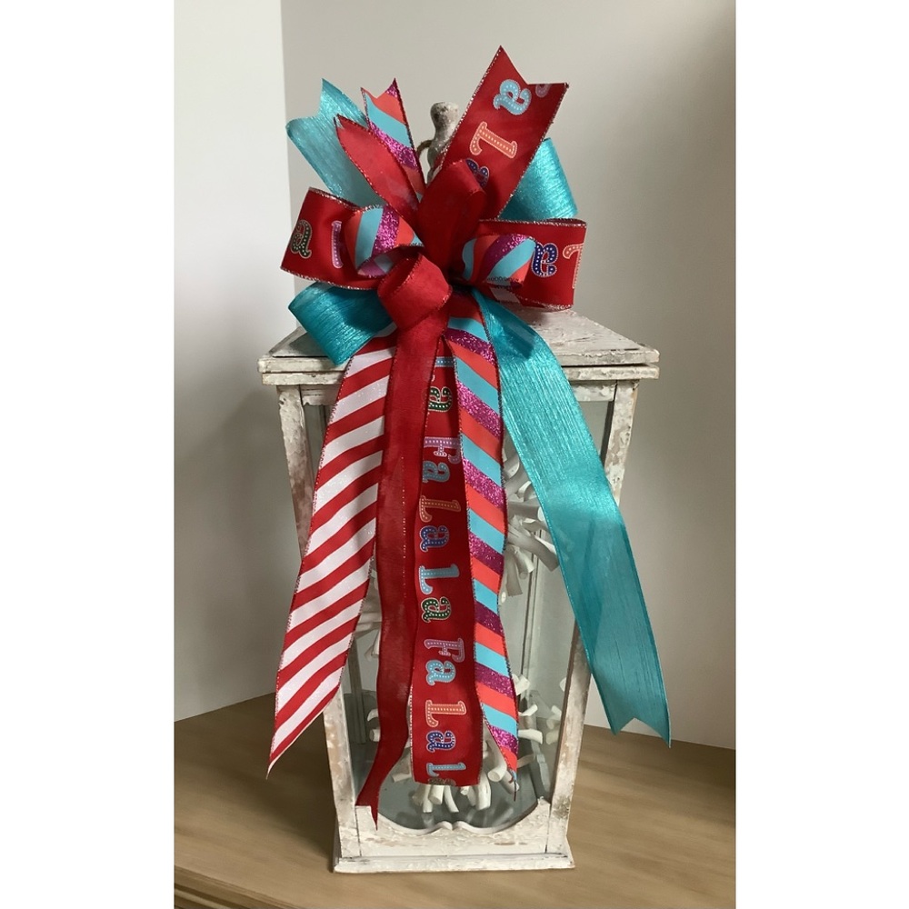 Red & Blue FaLaLa Bow, Wreath Bow, Wreath Accent, Lantern Bow, & Christmas Bow